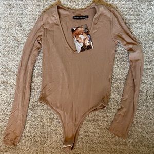 Naked Wardrobe long sleeve vneck bodysuit